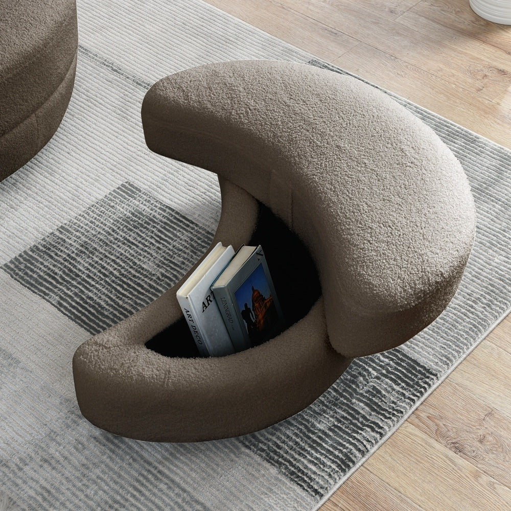 Oversized Swivel Chair with moon storage ottoman