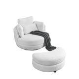 Oversized Swivel Chair with moon storage ottoman