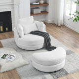 Oversized Swivel Chair with moon storage ottoman