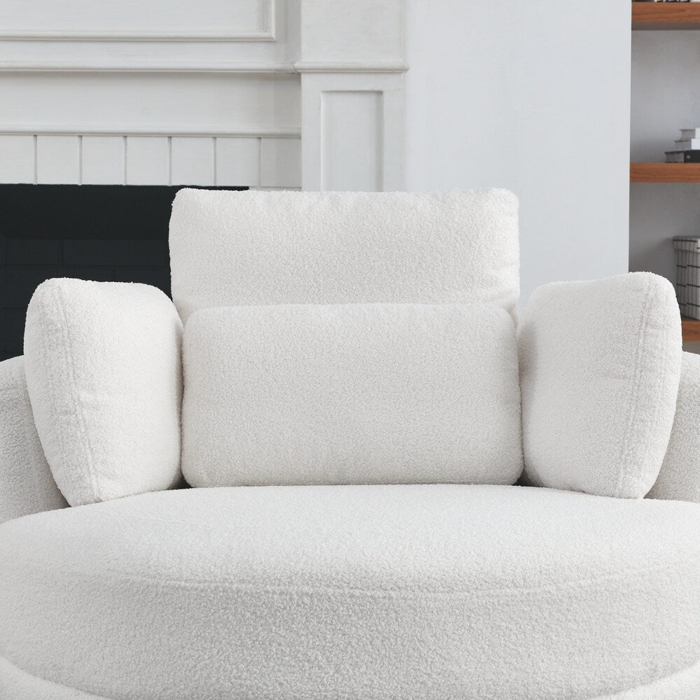 Oversized Swivel Chair with moon storage ottoman