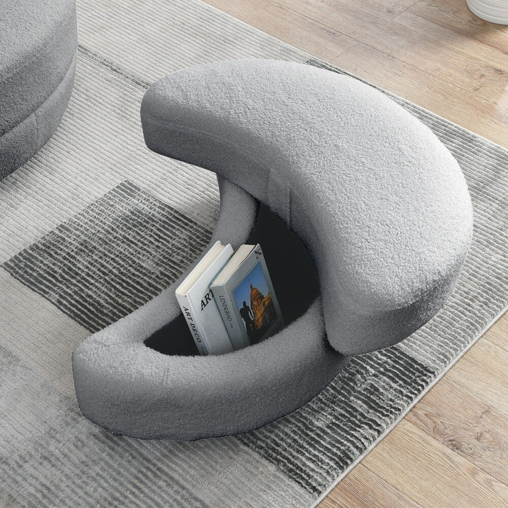 Oversized Swivel Chair with moon storage ottoman