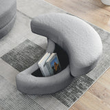Oversized Swivel Chair with moon storage ottoman
