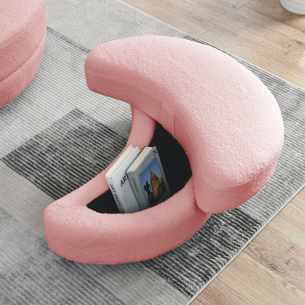 Oversized Swivel Chair with moon storage ottoman