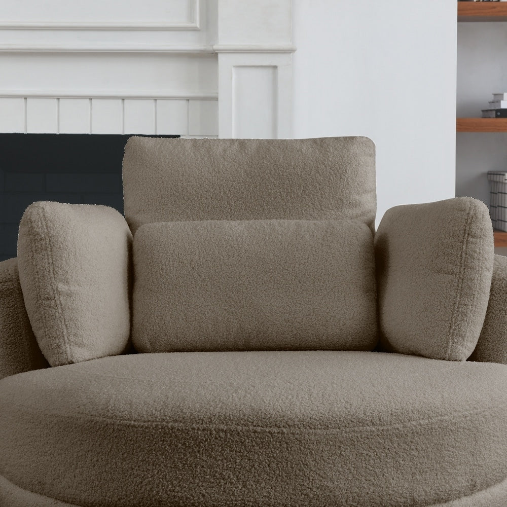 Oversized Swivel Chair with moon storage ottoman