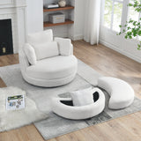 Oversized Swivel Chair with moon storage ottoman
