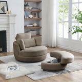 Oversized Swivel Chair with moon storage ottoman