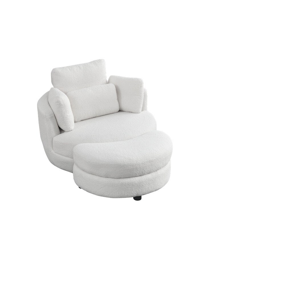 Oversized Swivel Chair with moon storage ottoman