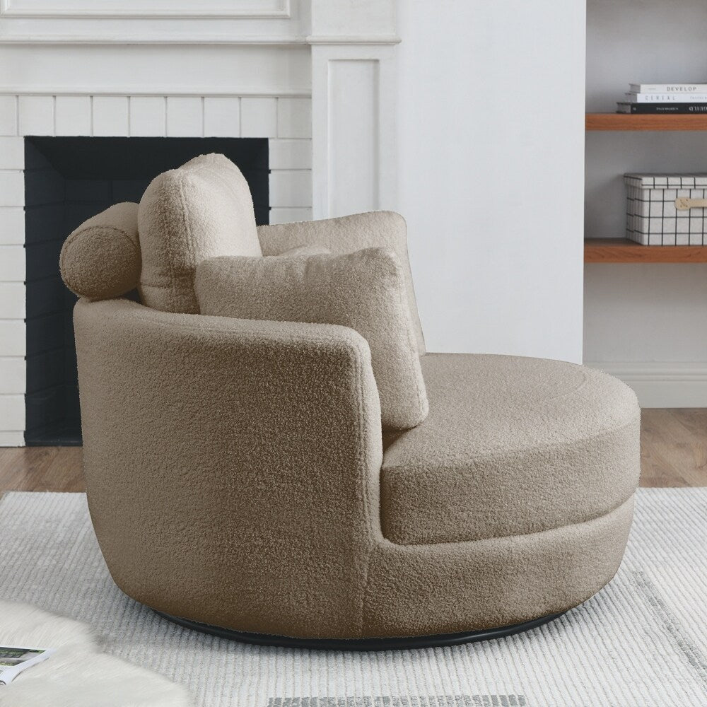 Oversized Swivel Chair with moon storage ottoman