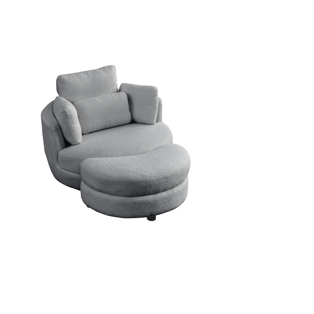 Oversized Swivel Chair with moon storage ottoman