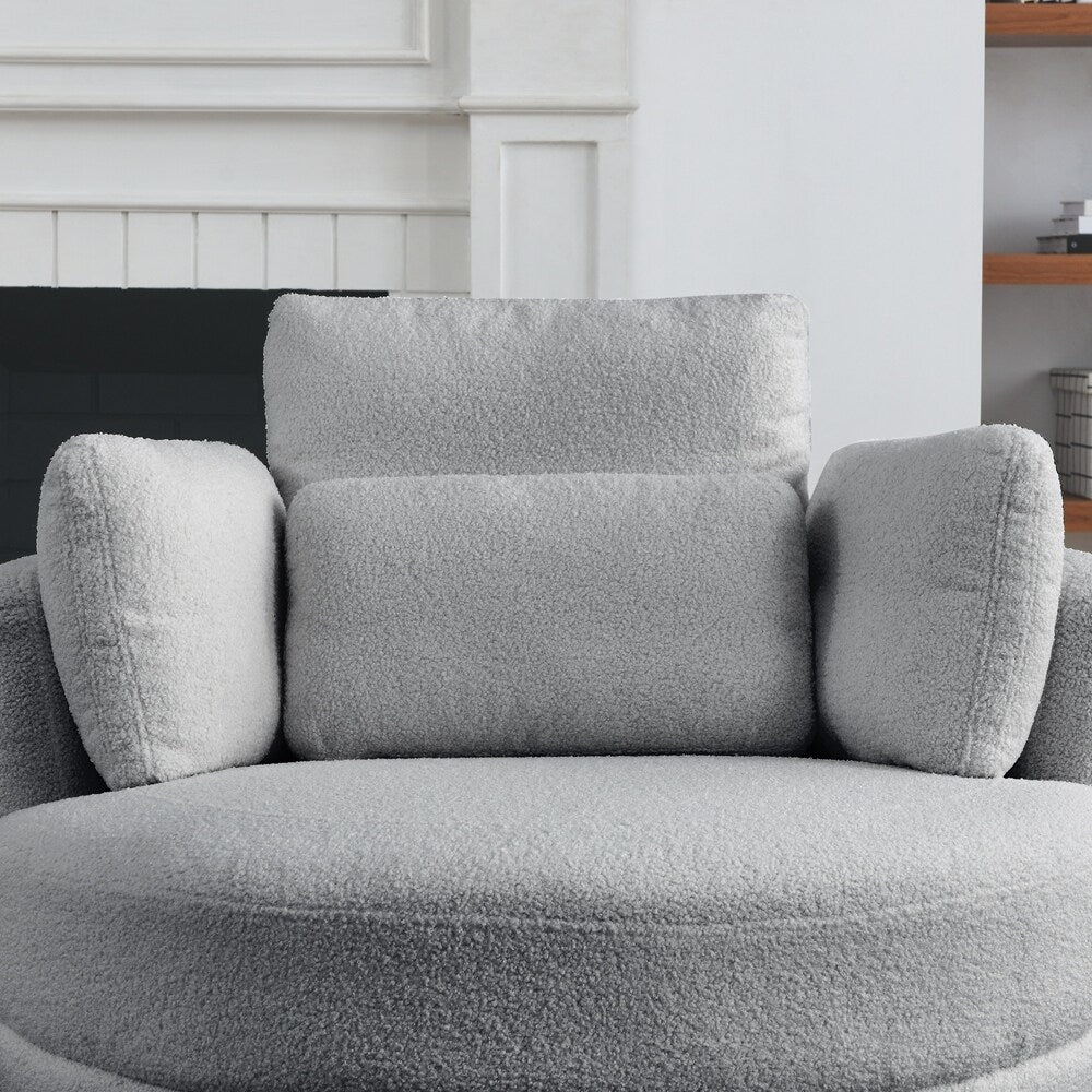 Oversized Swivel Chair with moon storage ottoman