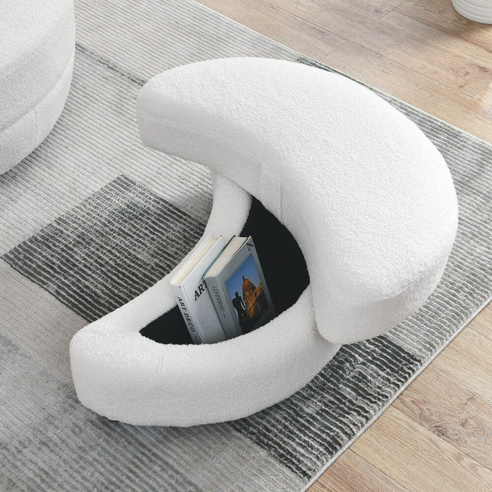 Oversized Swivel Chair with moon storage ottoman