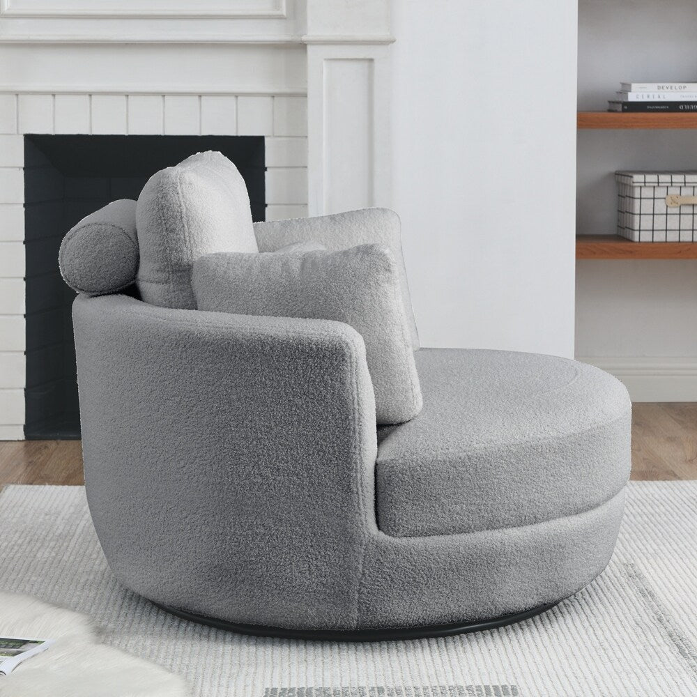 Oversized Swivel Chair with moon storage ottoman