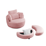 Oversized Swivel Chair with moon storage ottoman
