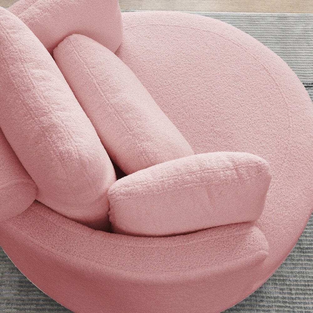 Oversized Swivel Chair with moon storage ottoman