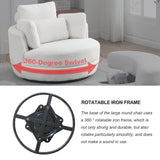 Oversized Swivel Chair with moon storage ottoman