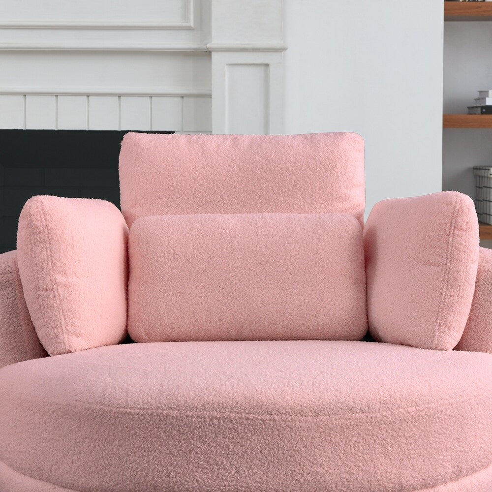Oversized Swivel Chair with moon storage ottoman