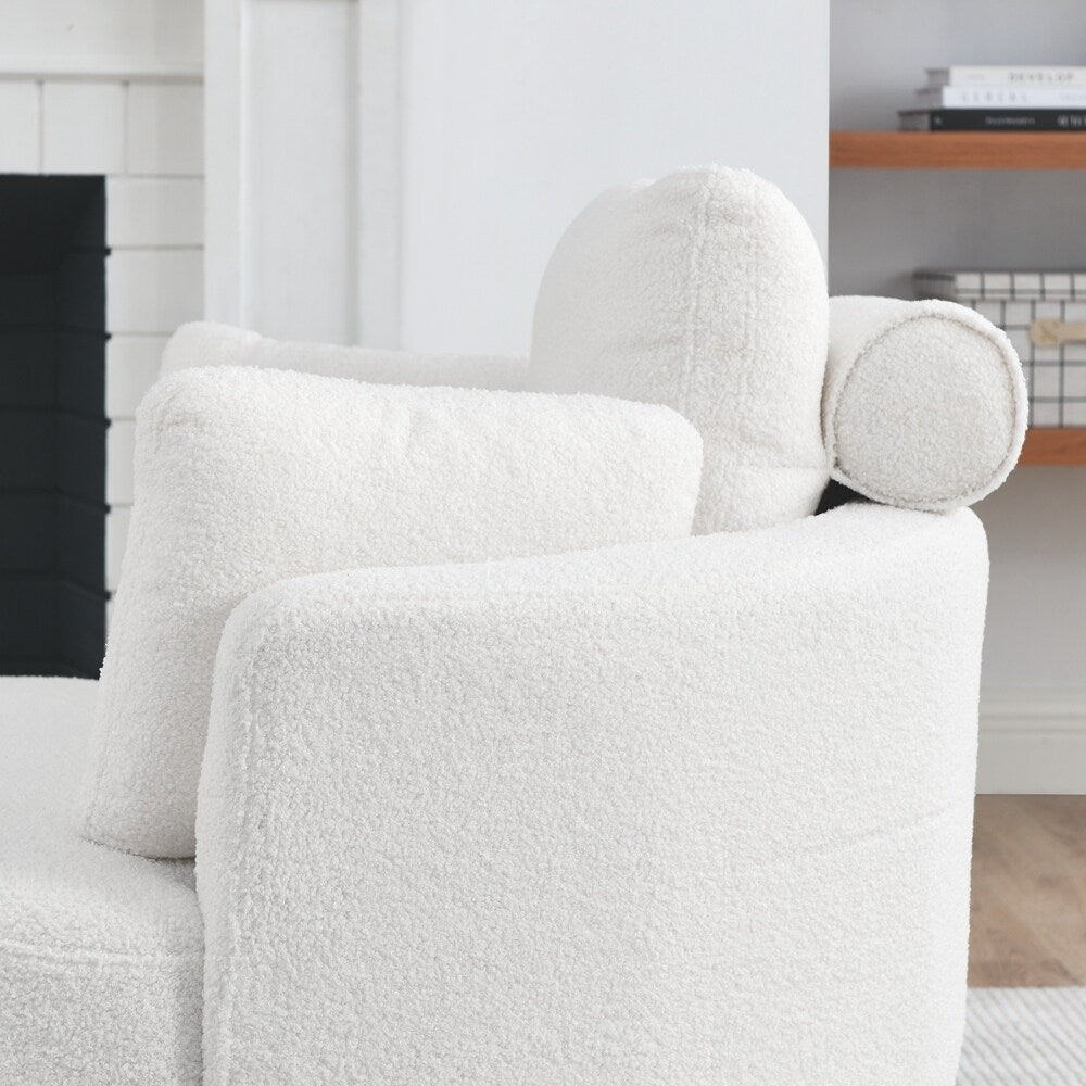 Oversized Swivel Chair with moon storage ottoman