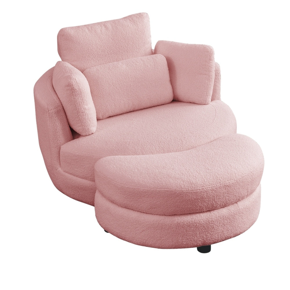 Oversized Swivel Chair with moon storage ottoman