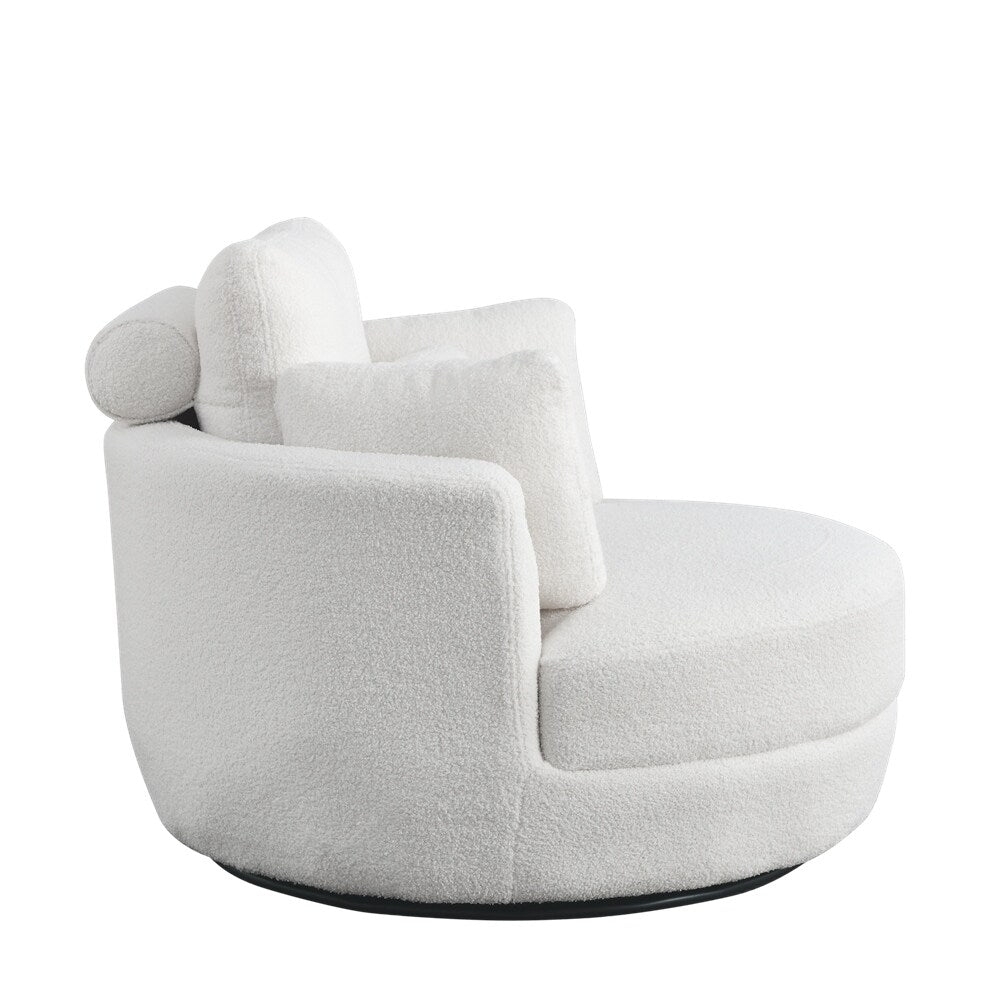 Oversized Swivel Chair with moon storage ottoman