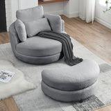 Oversized Swivel Chair with moon storage ottoman