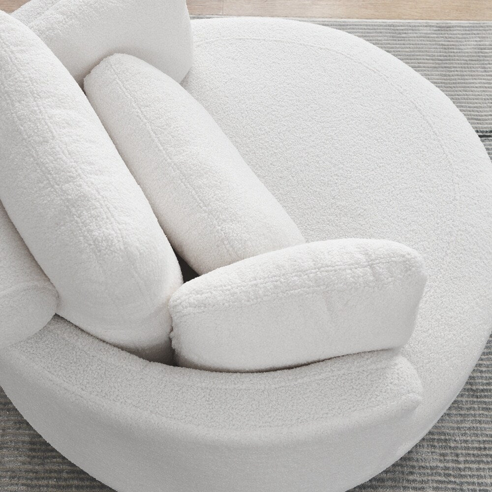 Oversized Swivel Chair with moon storage ottoman