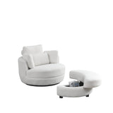 Oversized Swivel Chair with moon storage ottoman
