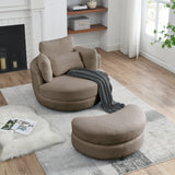 Oversized Swivel Chair with moon storage ottoman