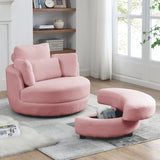 Oversized Swivel Chair with moon storage ottoman