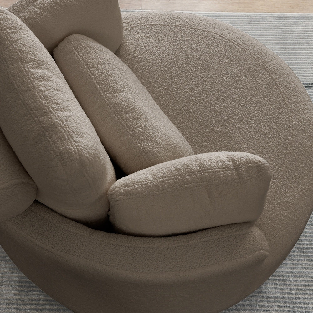 Oversized Swivel Chair with moon storage ottoman