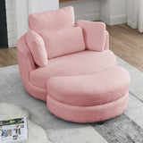 Oversized Swivel Chair with moon storage ottoman