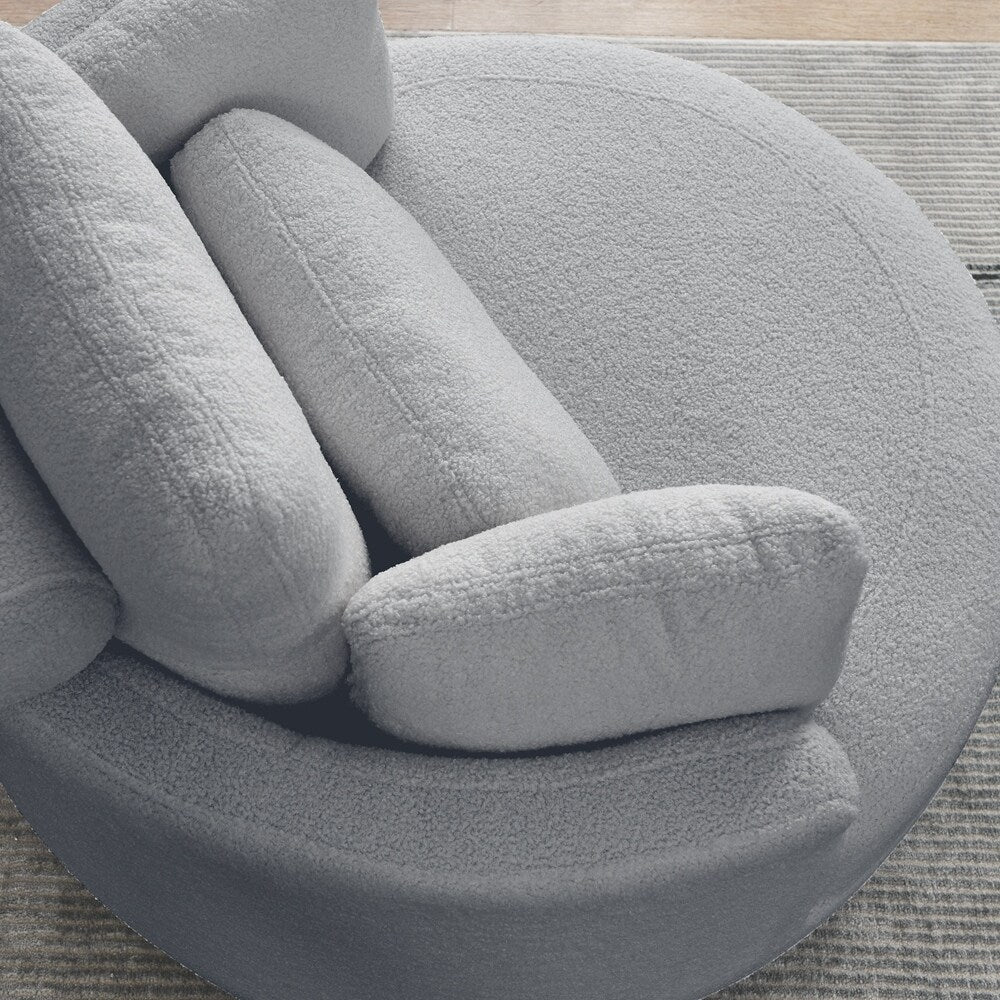 Oversized Swivel Chair with moon storage ottoman
