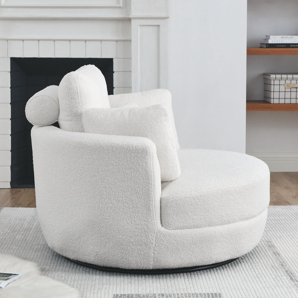 Oversized Swivel Chair with moon storage ottoman
