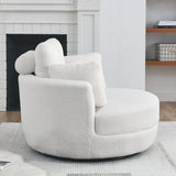 Oversized Swivel Chair with moon storage ottoman