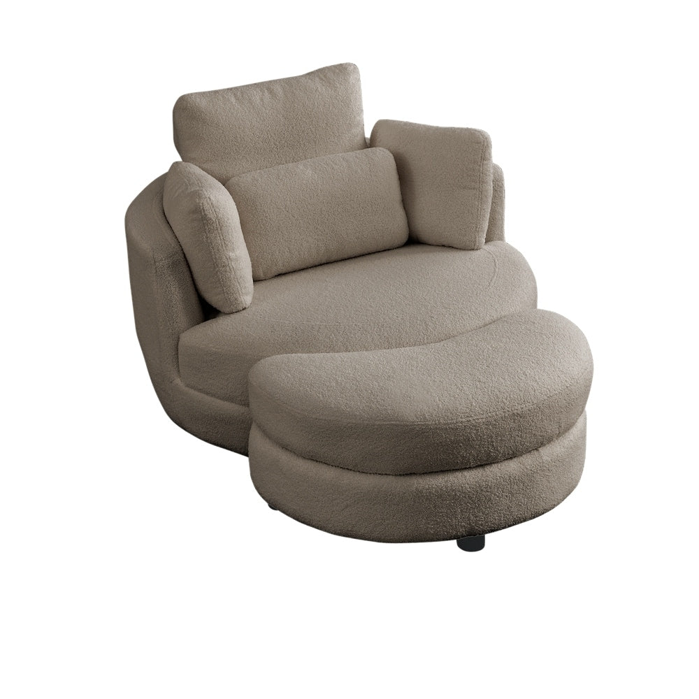 Oversized Swivel Chair with moon storage ottoman