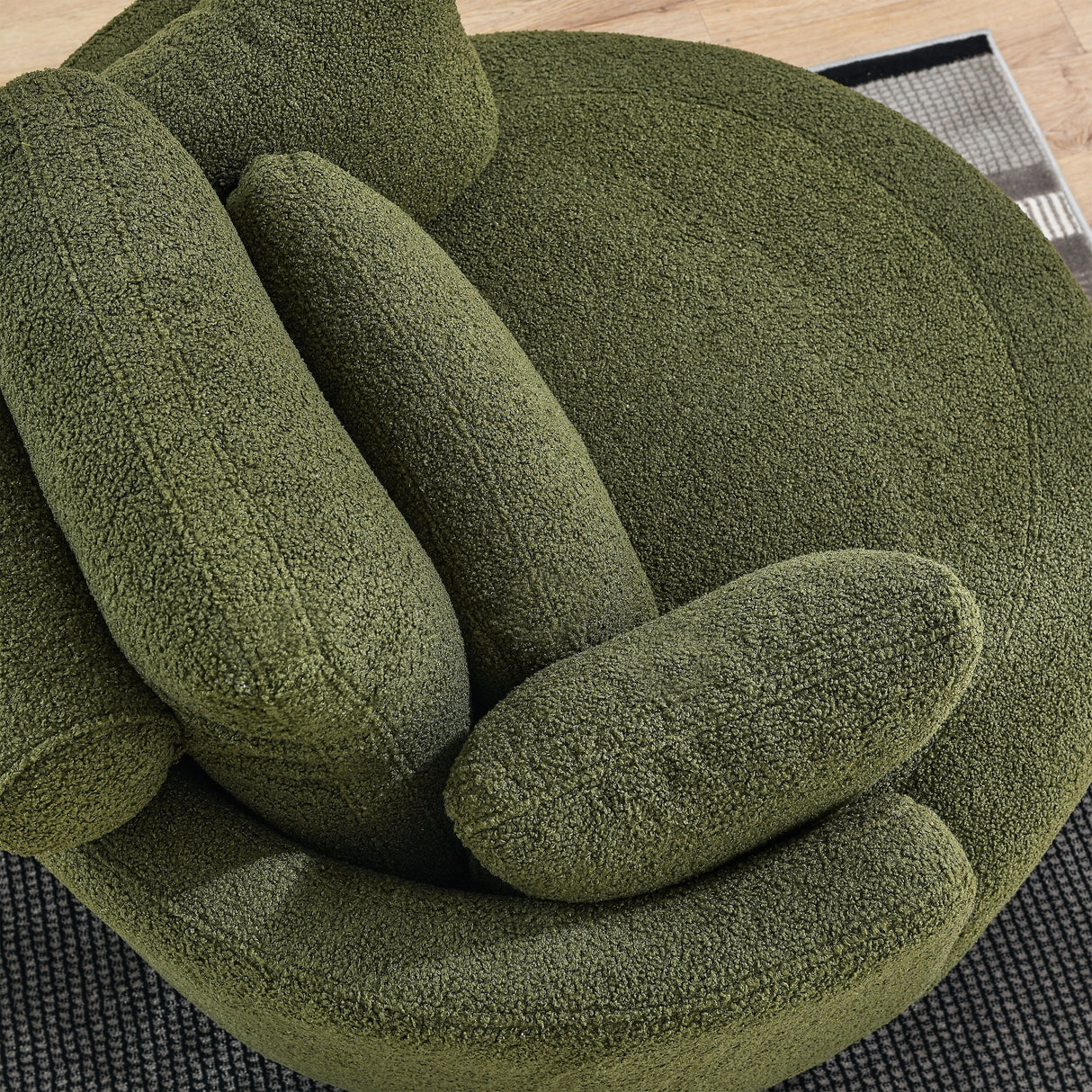 Oversized Swivel Cuddle Barrel Chair with moon storage ottoman