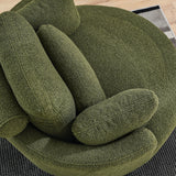 Oversized Swivel Cuddle Barrel Chair with moon storage ottoman
