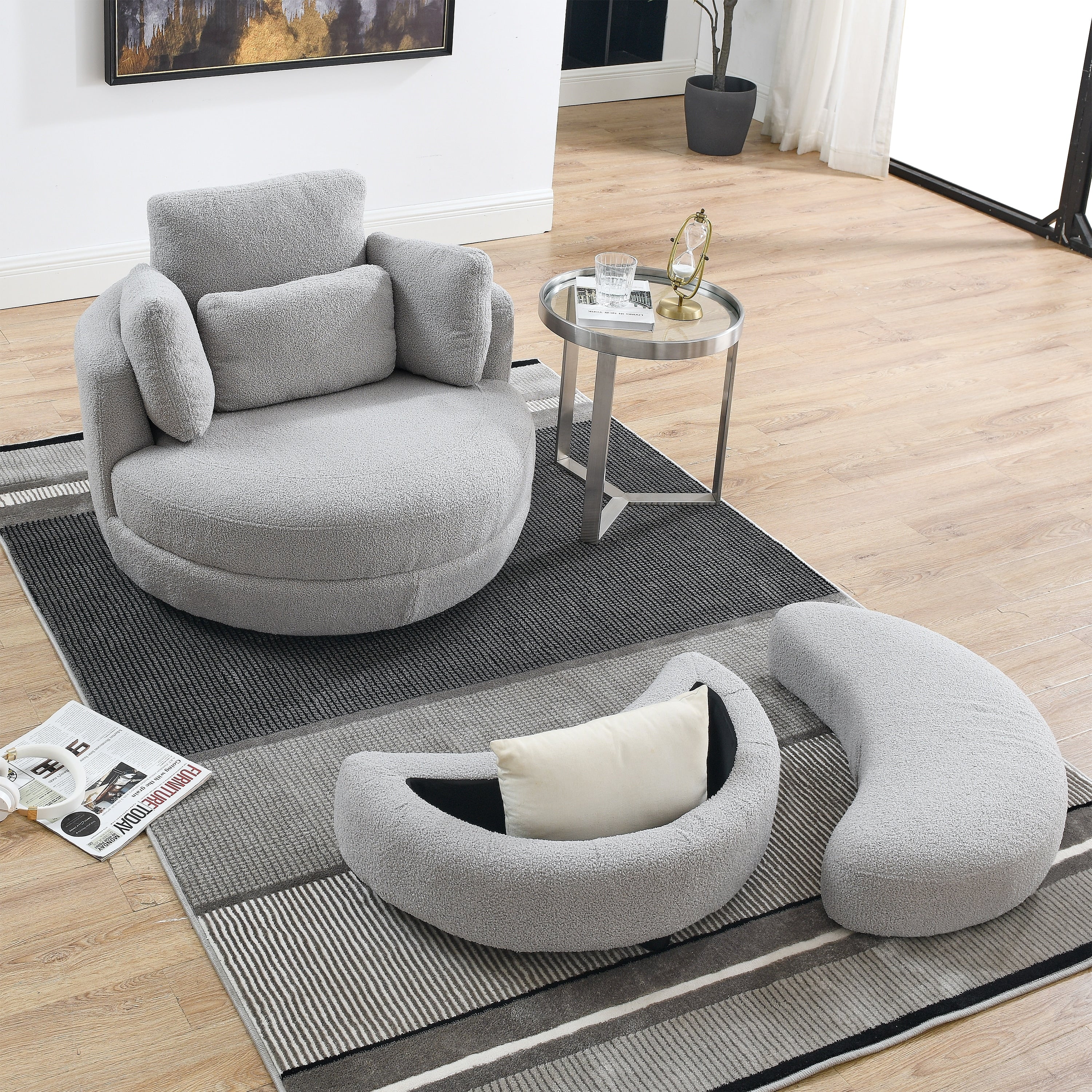 Turner cuddler swivel chair with storage ottoman hotsell