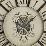 Oversized Wood and Metal Wall Clock with Distressed Details, Gray and Cream