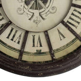 Oversized Wood and Metal Wall Clock with Distressed Details, Gray and Cream