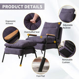 Overstuffed Accent Chair with Ottoman And Metal Legs for Living Room