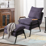 Overstuffed Accent Chair with Ottoman And Metal Legs for Living Room