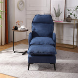 Overstuffed Accent Chair with Ottoman, Adjustable Backrest Lounge Chair Indoor Fabric Club Chair with Metal Legs