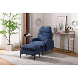 Overstuffed Accent Chair with Ottoman, Adjustable Backrest Lounge Chair Indoor Fabric Club Chair with Metal Legs
