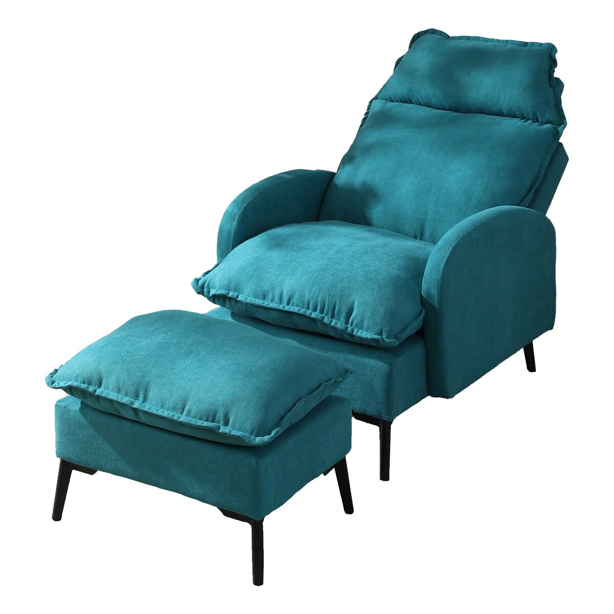 Overstuffed Accent Chair with Ottoman, Adjustable Backrest