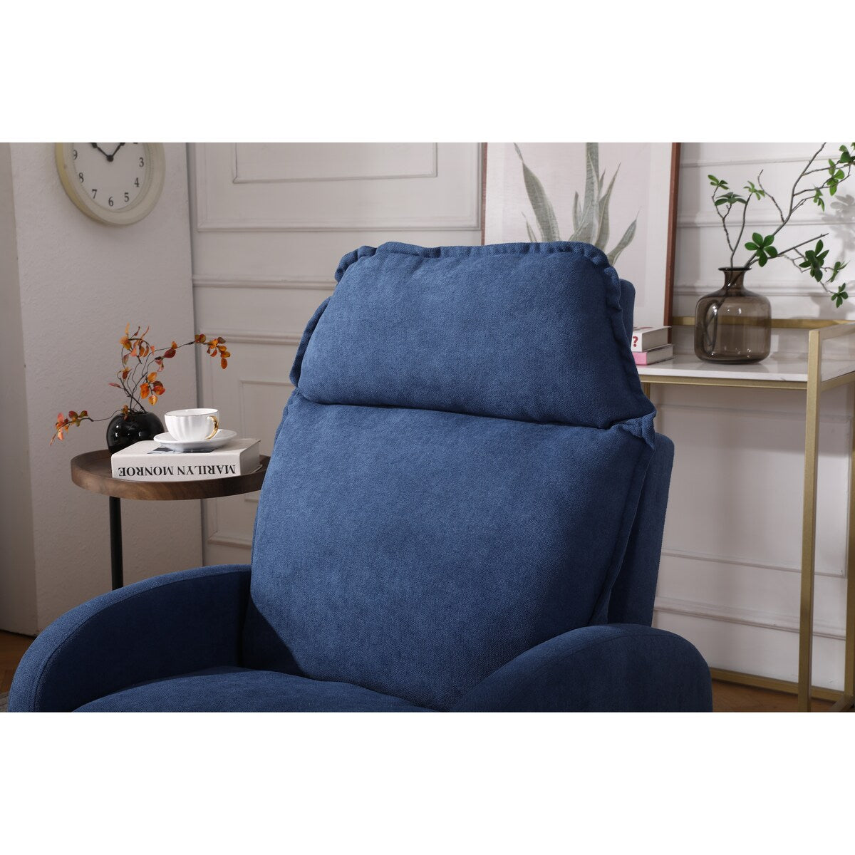 Overstuffed Accent Chair with Ottoman, Adjustable Backrest