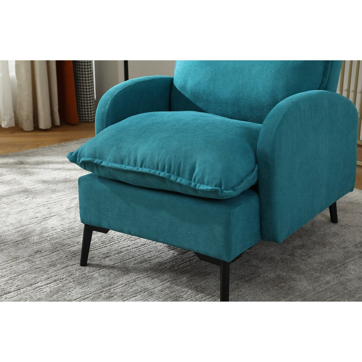 Overstuffed Accent Chair with Ottoman, Adjustable Backrest