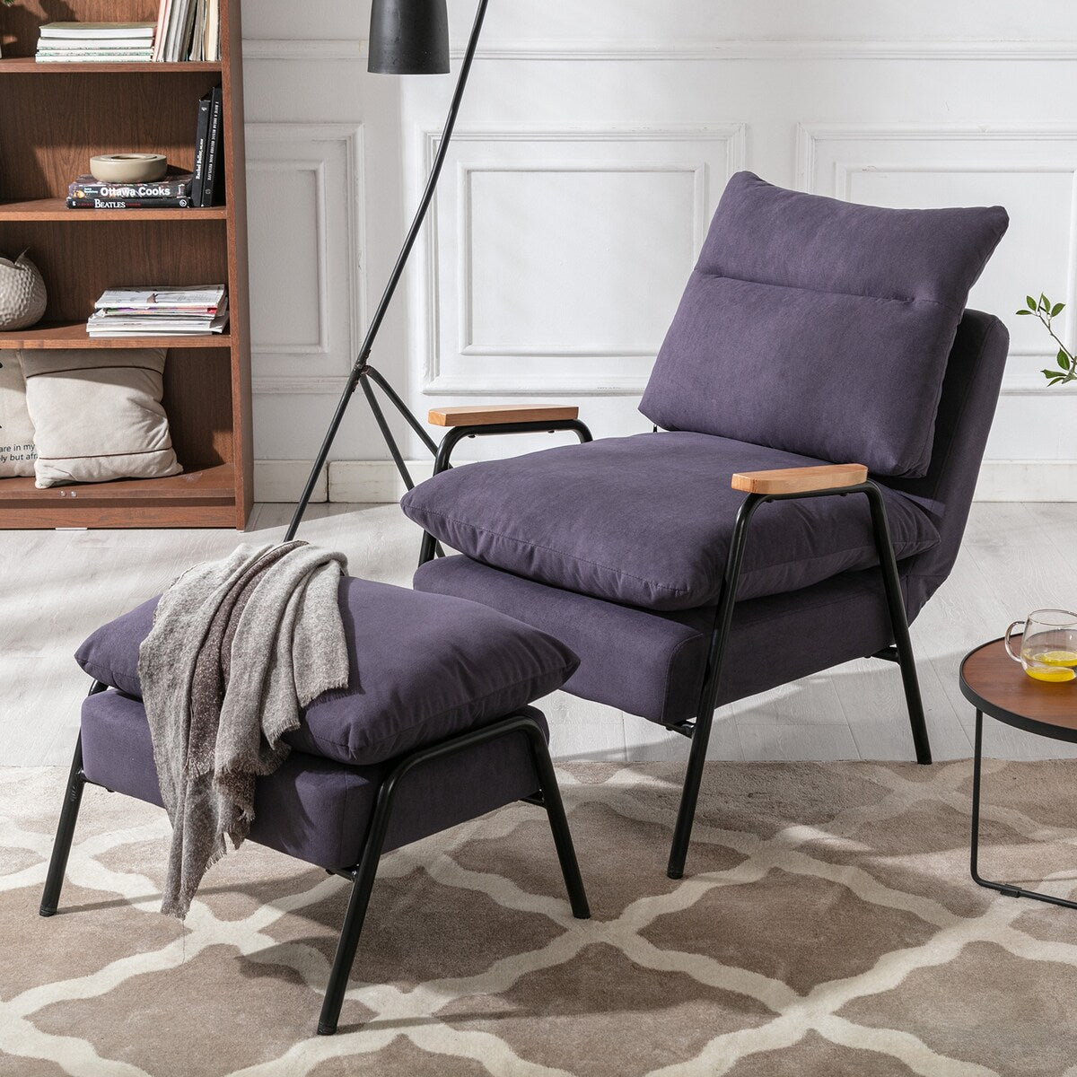 Overstuffed Accent Chair with Ottoman