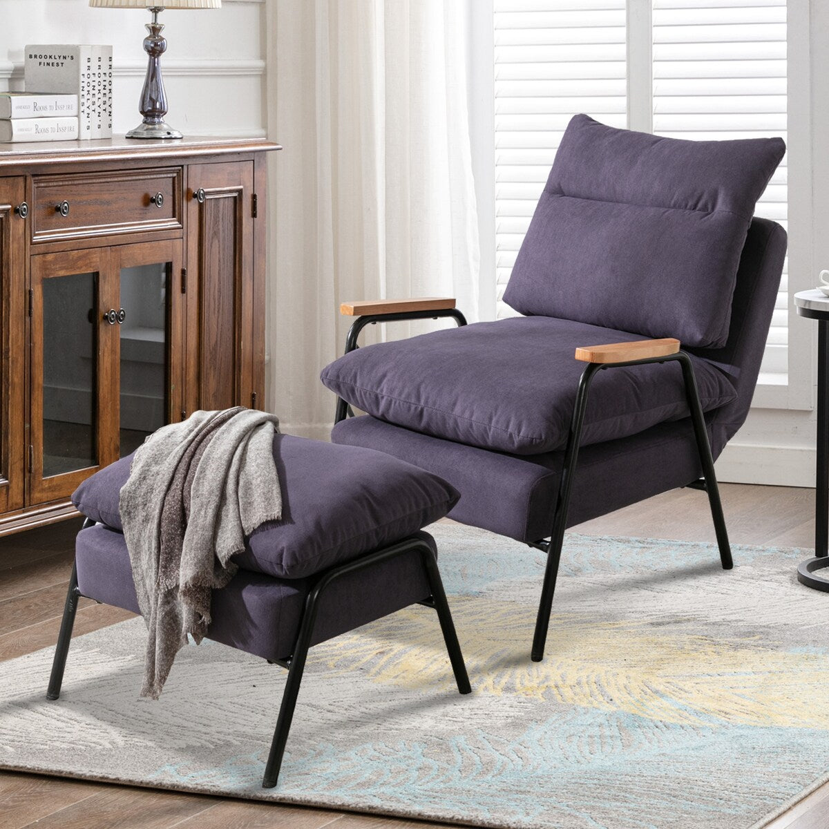 Overstuffed Accent Chair with Ottoman