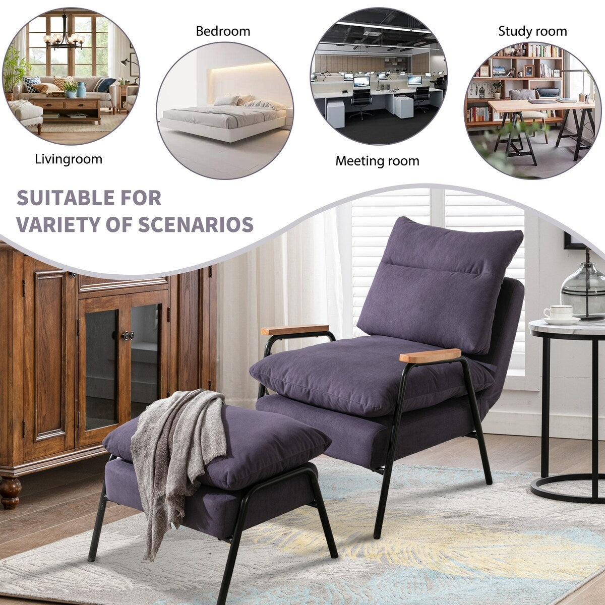 Overstuffed Accent Chair with Ottoman