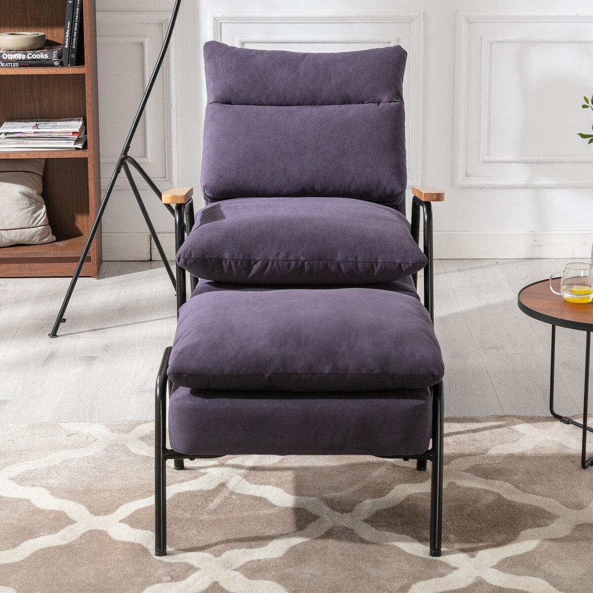 Overstuffed Accent Chair with Ottoman